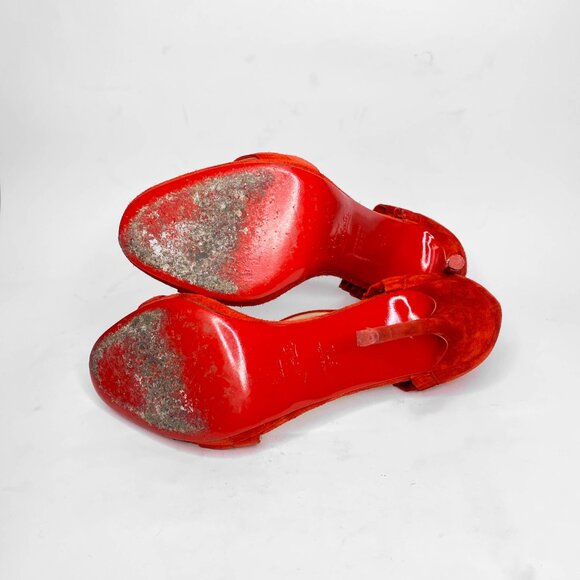 Louboutin Colankle Red Suede Sandals - Picture 7 of 10